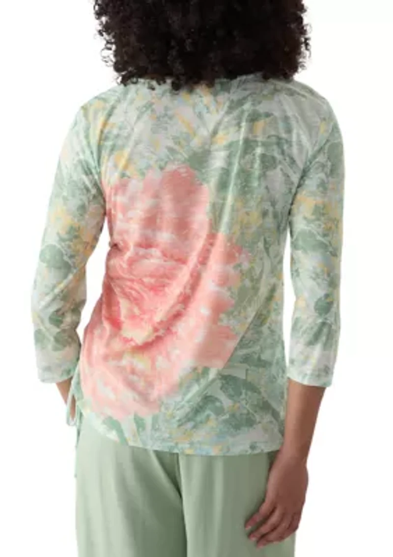 Women's Tropical Bloom Embellished Top