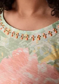 Women's Tropical Bloom Embellished Top