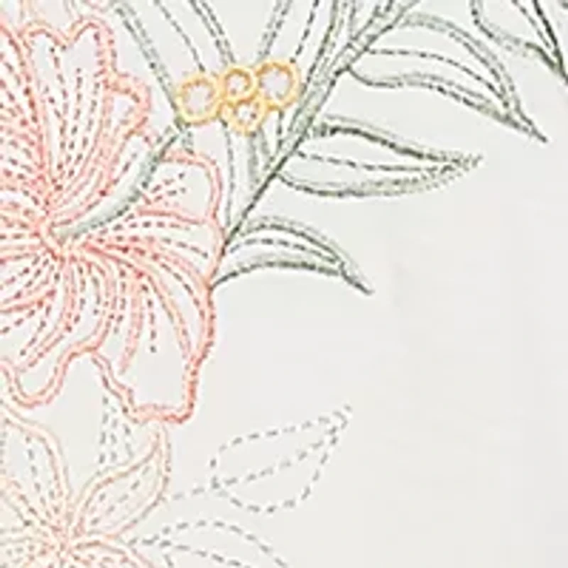 Petite Floral Embroidery Solid Gauze Henley Top