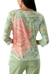 Petite Tropical Bloom Embellished Top