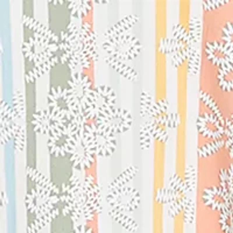 Petite Tropical Stripe Puff Print V-Neck Top