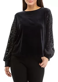 Petite Scoop Neck Stretch Velvet Sweatshirt