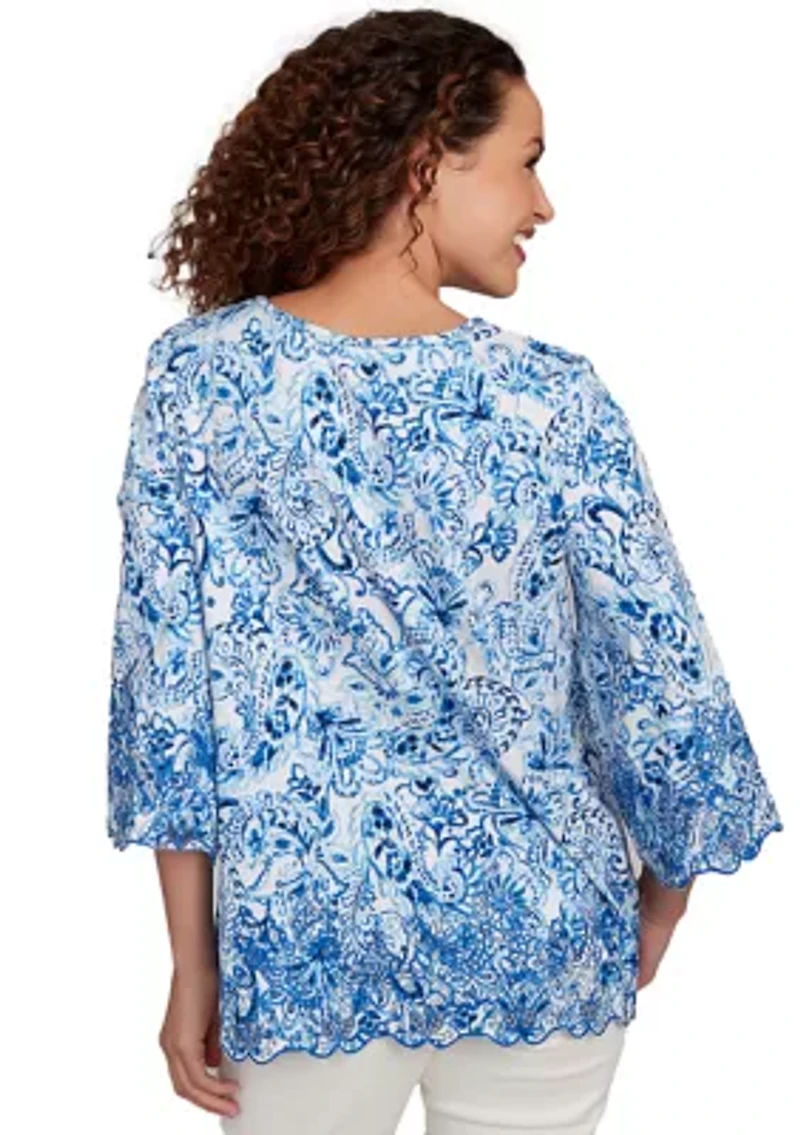 Women's Oceanic Paisley Embroidered Top