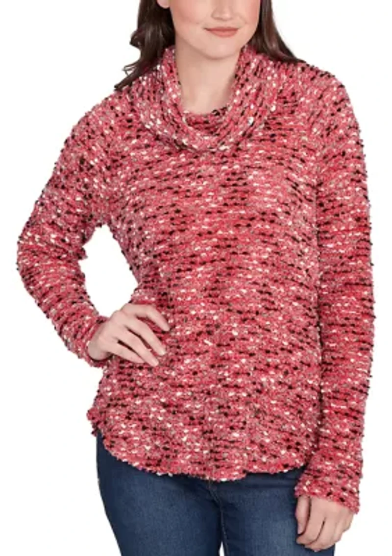 Women's Cowl Neck Nubby Boucle Top