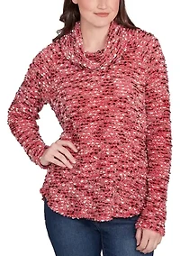Women's Cowl Neck Nubby Boucle Top