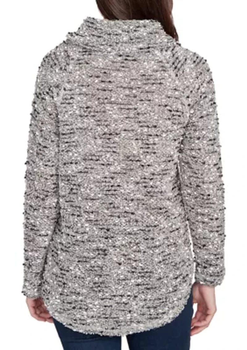 Women's Cowl Neck Nubby Boucle Top