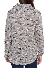 Women's Cowl Neck Nubby Boucle Top