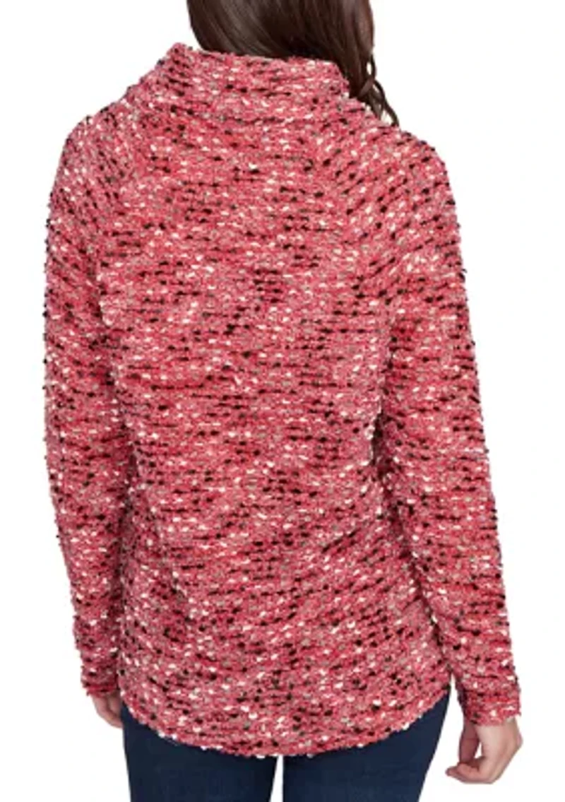 Women's Cowl Neck Nubby Boucle Top