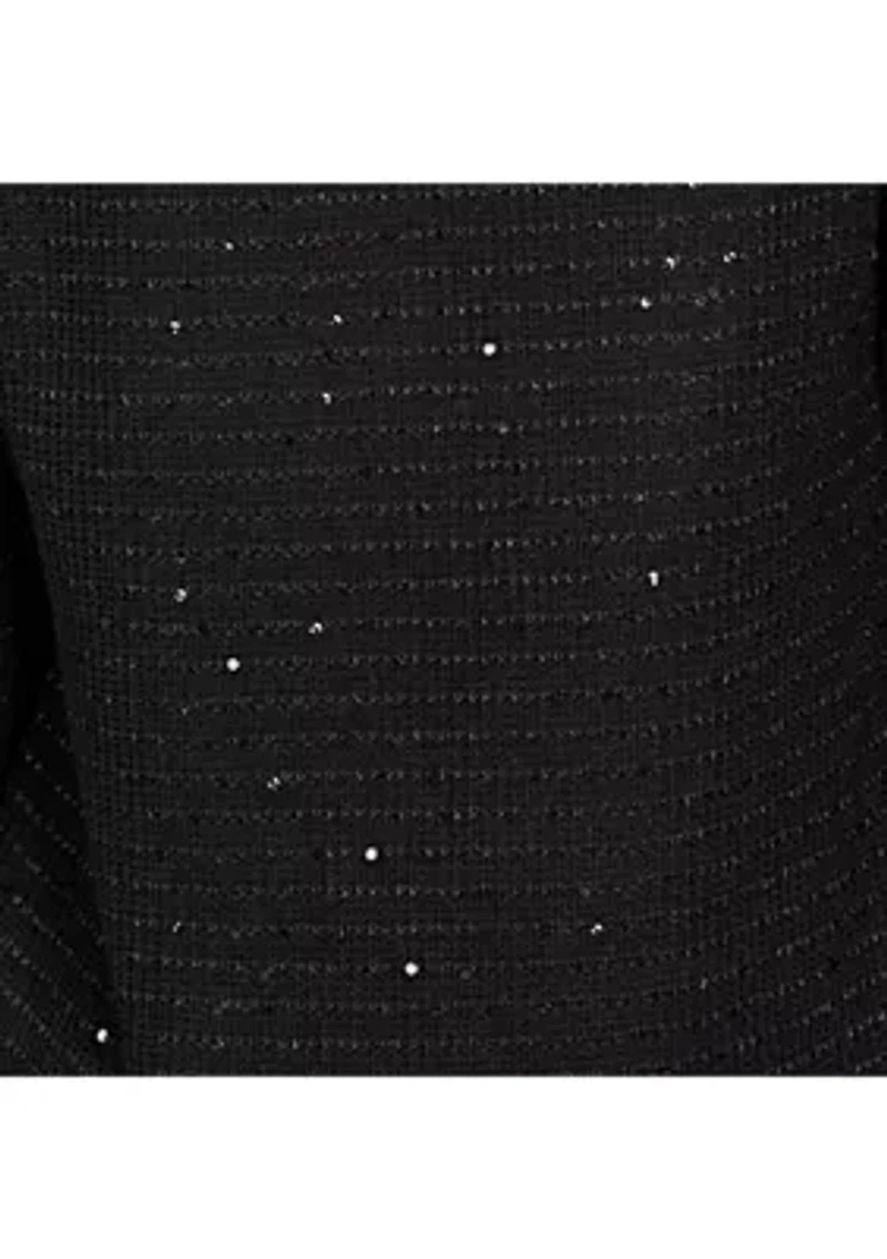 Women's Sequin Knit Top With Button Details