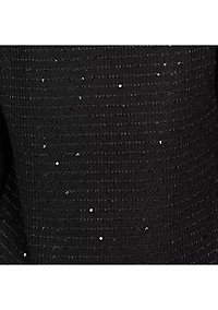 Women's Sequin Knit Top With Button Details