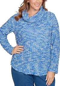 Plus Cowl Neck Nubby Boucle Top