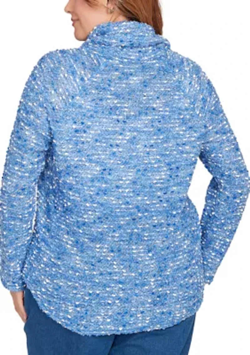 Plus Cowl Neck Nubby Boucle Top