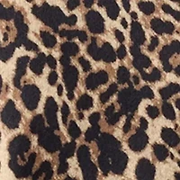 Petite Animal Printed Hacci Knit Top with Asymmetric Paisley Border Print Hem