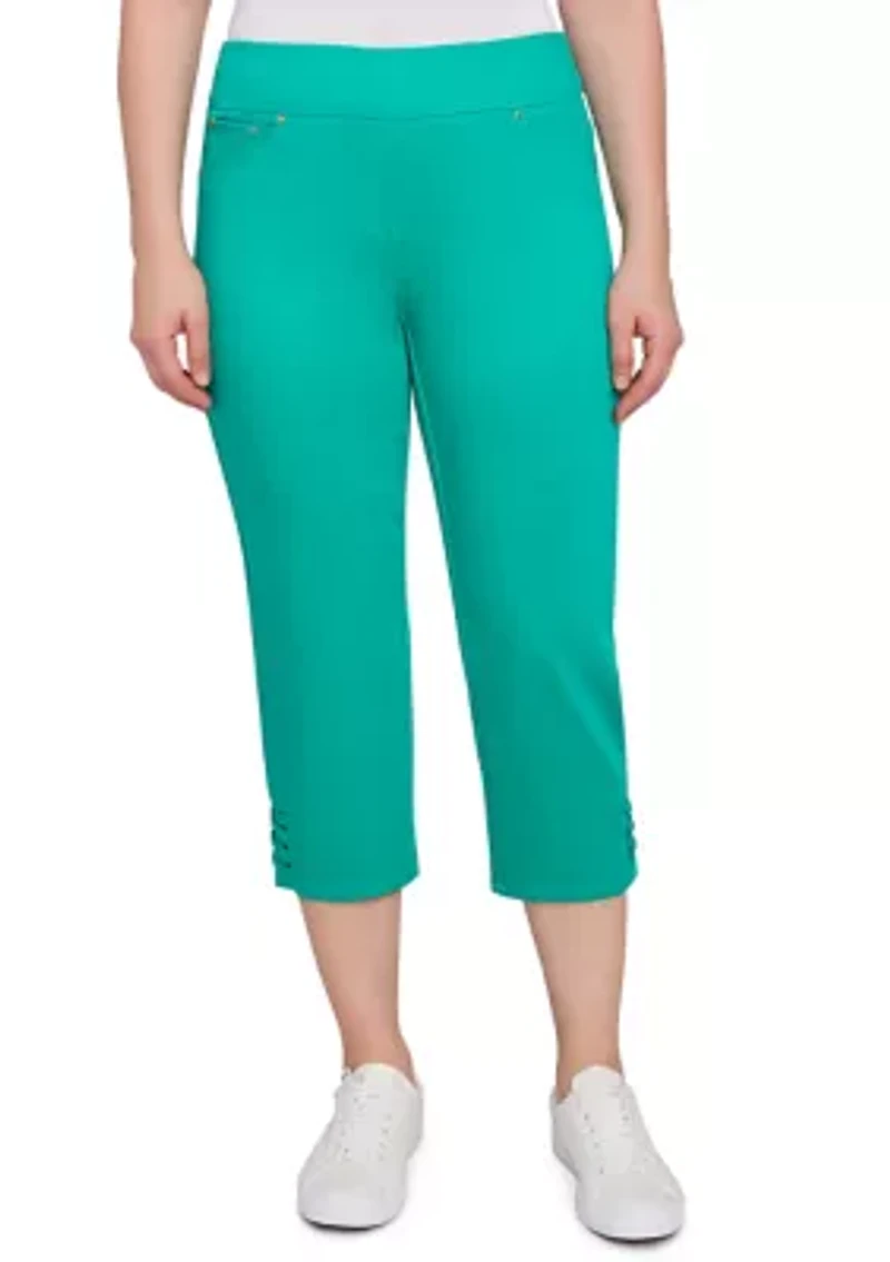 Plus Ladder Hem Soft Denim Capri Pants