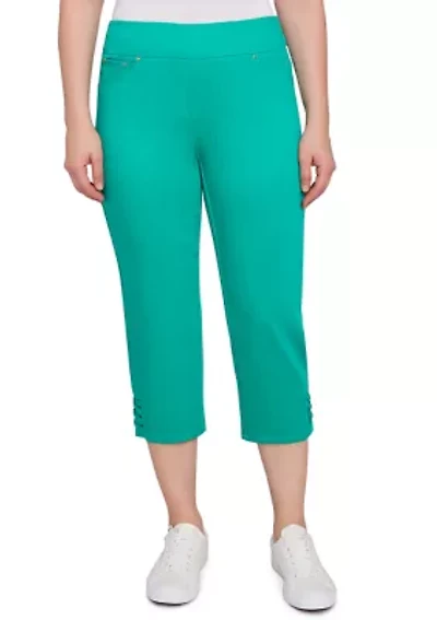 Plus Ladder Hem Soft Denim Capri Pants