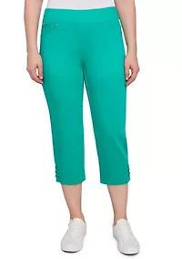 Plus Ladder Hem Soft Denim Capri Pants