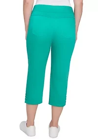 Plus Ladder Hem Soft Denim Capri Pants