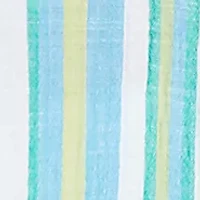Plus Scalloped Stripe Embroidered Tie Sleeve T-Shirt