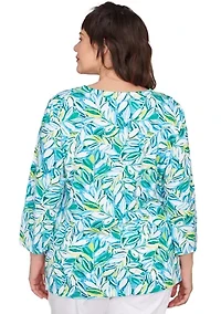 Plus Tossed Leaves Embellished Knit Top