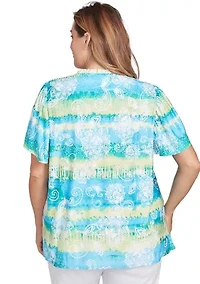 Plus Batik Embroidered Tie Dye Puff Print T-Shirt