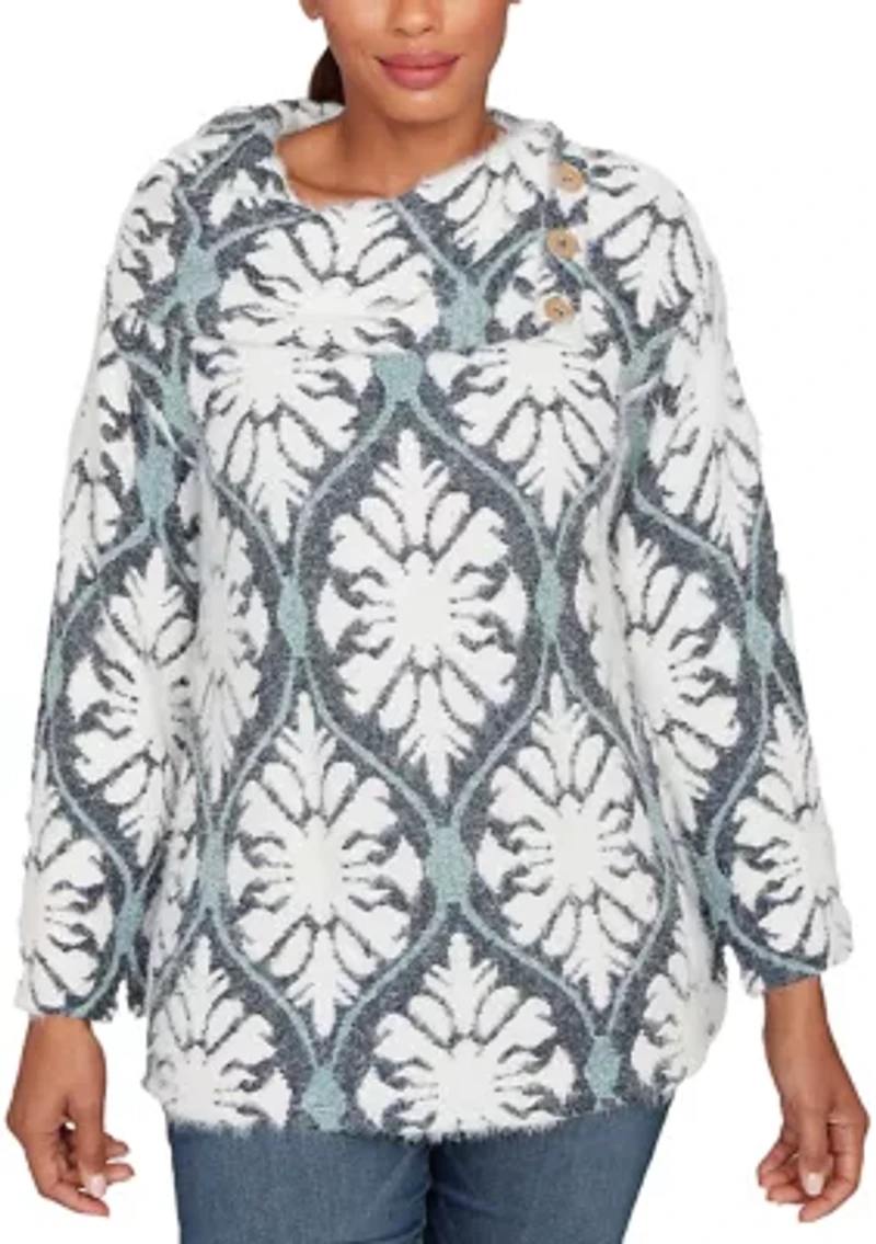 Women's Medallion Jacquard Sweater Knit Top