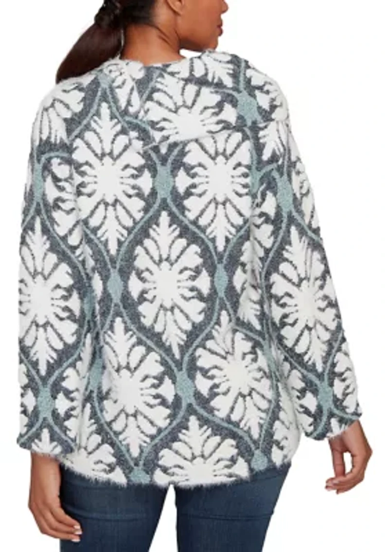 Women's Medallion Jacquard Sweater Knit Top