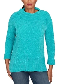 Women's Split Cowl Chenille Pullover Sweater