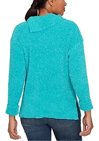 Women's Split Cowl Chenille Pullover Sweater