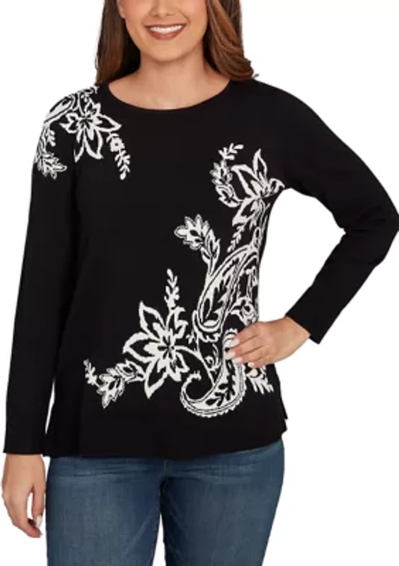 Women's Floral Paisley Jacquard Sweater