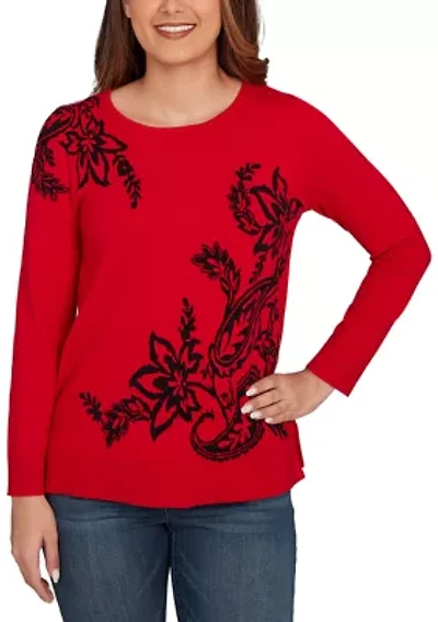 Women's Floral Paisley Jacquard Sweater