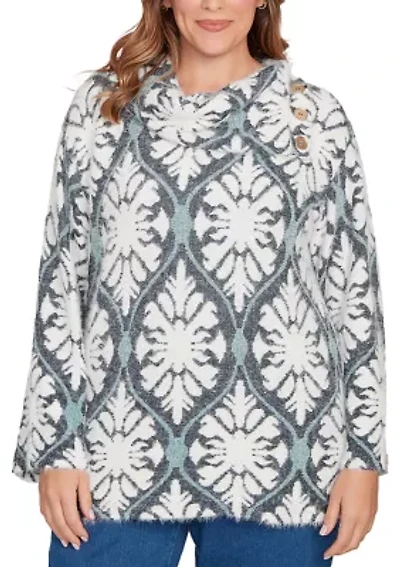 Plus Medallion Jacquard Sweater Knit Top