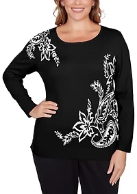 Plus Floral Paisley Jacquard Sweater