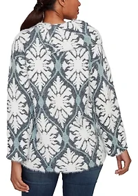 Petite Medallion Jacquard Sweater Knit Top