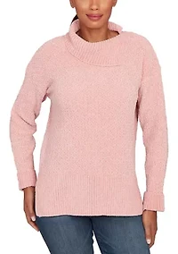 Petite Split Cowl Chenille Pullover Sweater