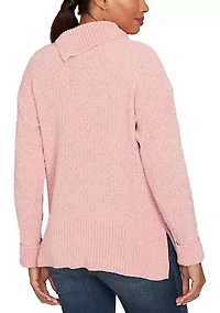 Petite Split Cowl Chenille Pullover Sweater