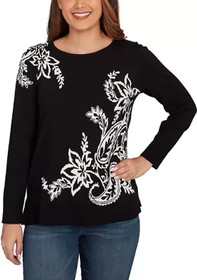 Petite Floral Paisley Jacquard Sweater
