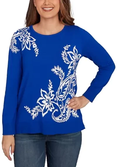 Petite Floral Paisley Jacquard Sweater