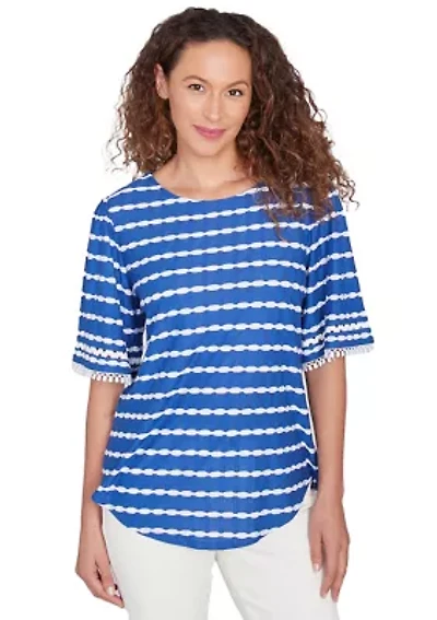 Women's Tapered Stripe Textured T-Shirt