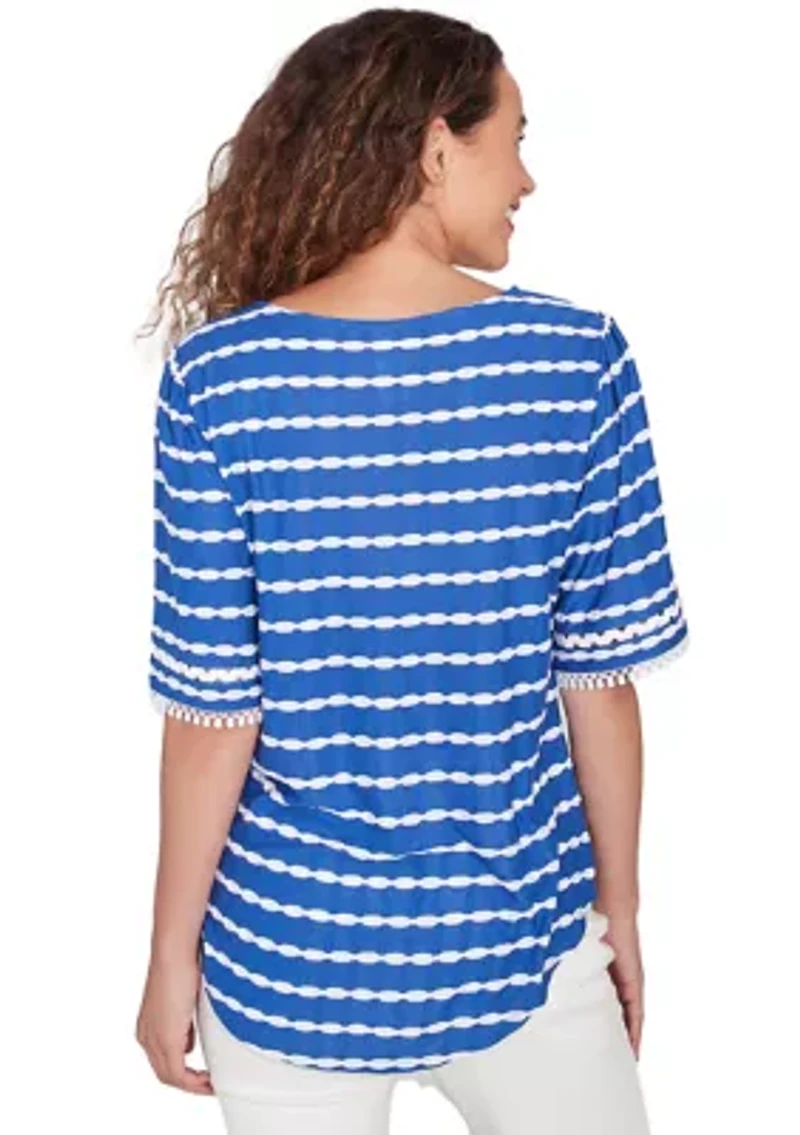 Women's Tapered Stripe Textured T-Shirt