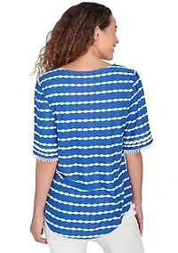 Women's Tapered Stripe Textured T-Shirt