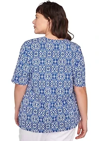 Plus Pacific Medallions Embellished Knit Top