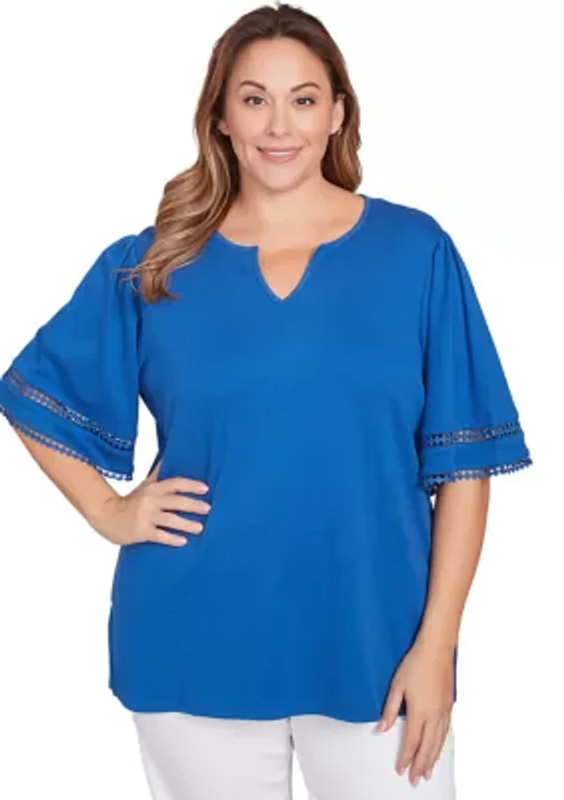 Plus Solid Diamond Stitch Top