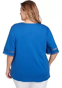 Plus Solid Diamond Stitch Top