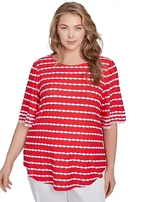 Tapered Stripe Textured T-Shirt