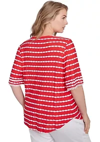 Tapered Stripe Textured T-Shirt