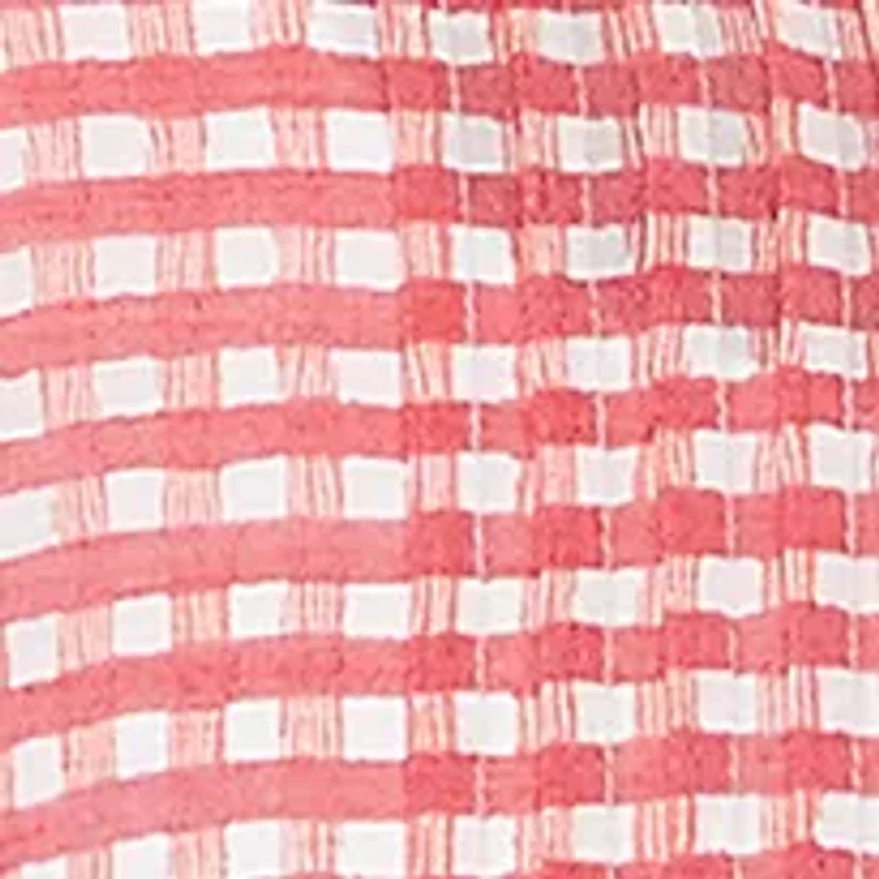 Petite Gingham Silky Henley Top
