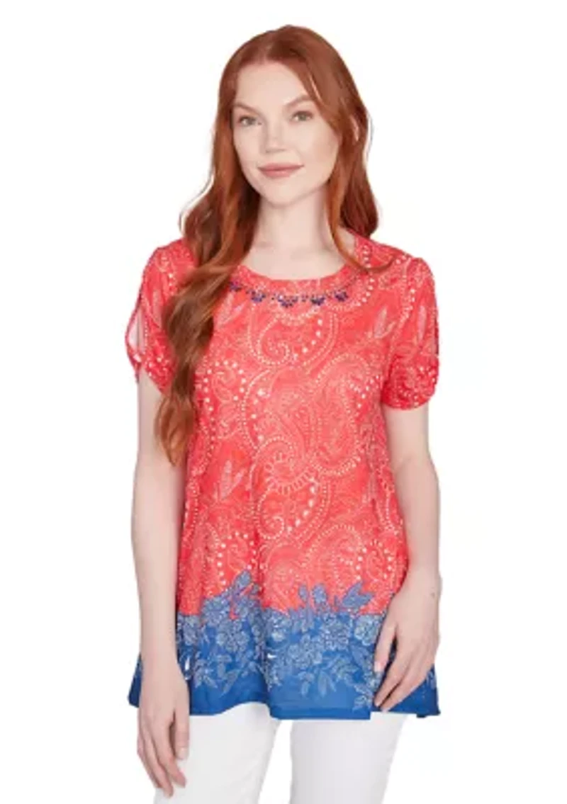 Petite Americana Embellished Jersey T-Shirt