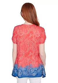 Petite Americana Embellished Jersey T-Shirt