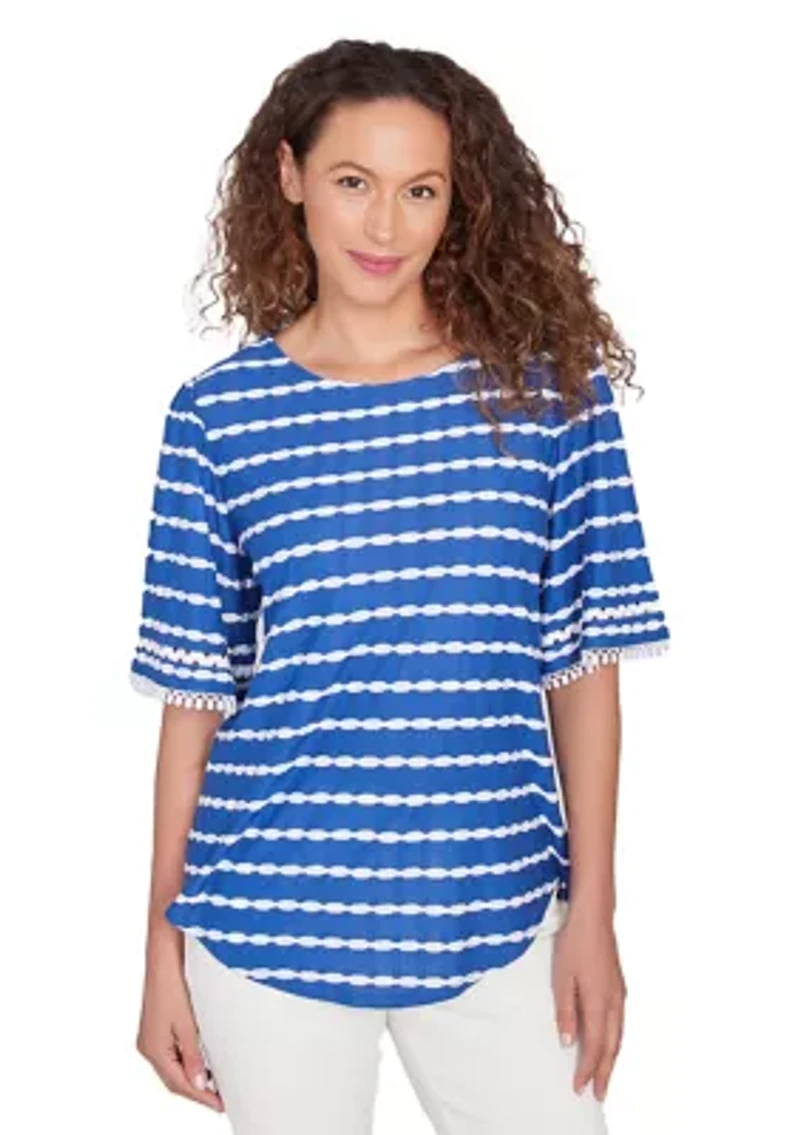 Petite Tapered Stripe Textured T-Shirt
