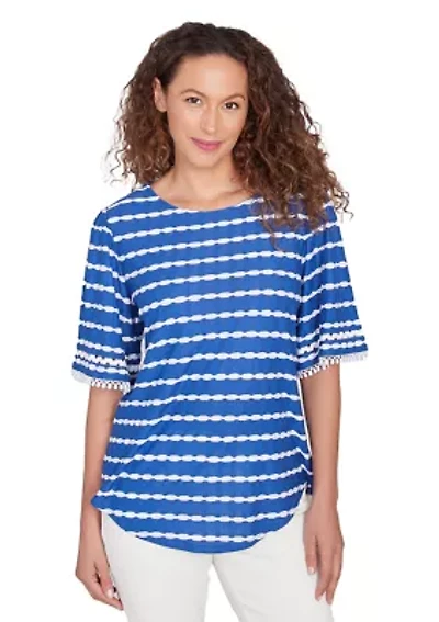 Petite Tapered Stripe Textured T-Shirt